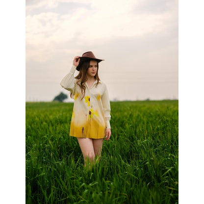 AFRIYA Yellow Meadow Pure Cotton Long Shirt