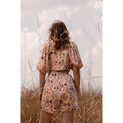 AFRIYA Whispering Pastels Pink Crop Top and Shorts Co-Ord