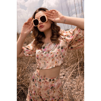 AFRIYA Whispering Pastels Pink Crop Top and Shorts Co-Ord