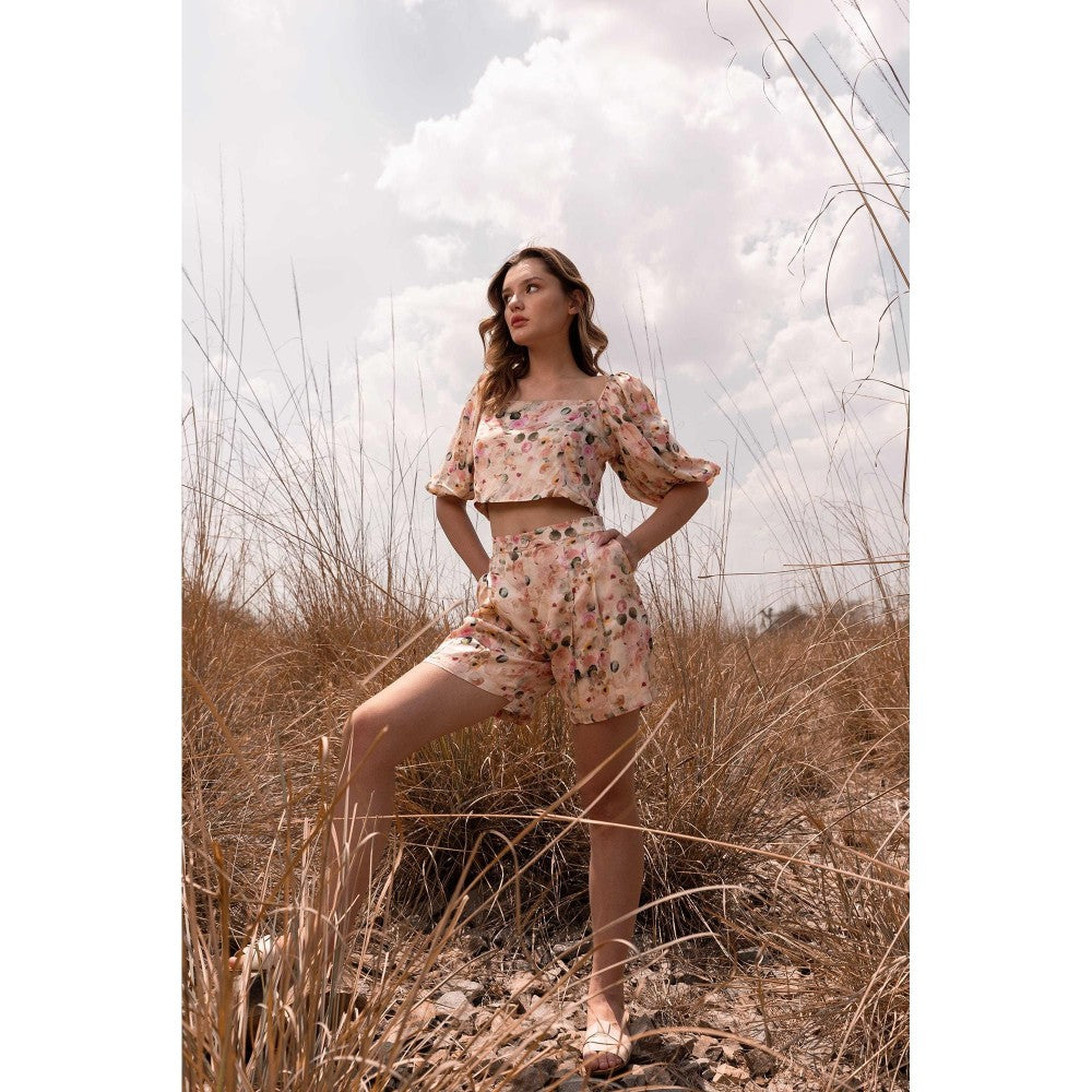 AFRIYA Whispering Pastels Pink Crop Top and Shorts Co-Ord