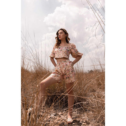 AFRIYA Whispering Pastels Pink Crop Top and Shorts Co-Ord