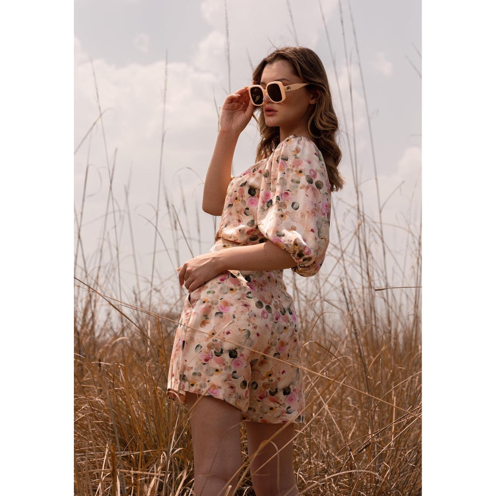 AFRIYA Whispering Pastels Pink Crop Top and Shorts Co-Ord