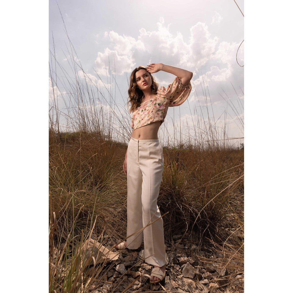 AFRIYA Cream Whispering Pastels Floral Crop Top