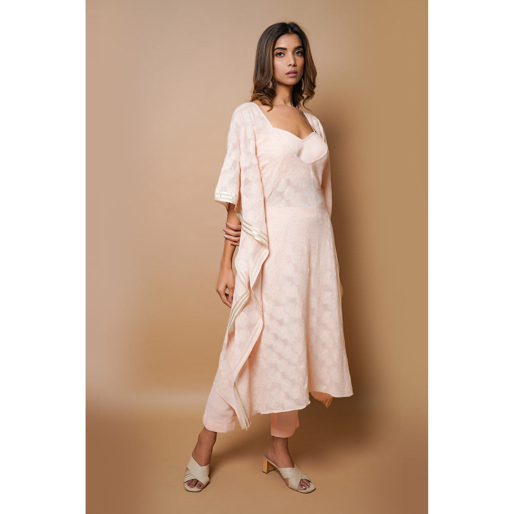 Ahi Clothing Peach Chikankari Kaftan (Set of 3)