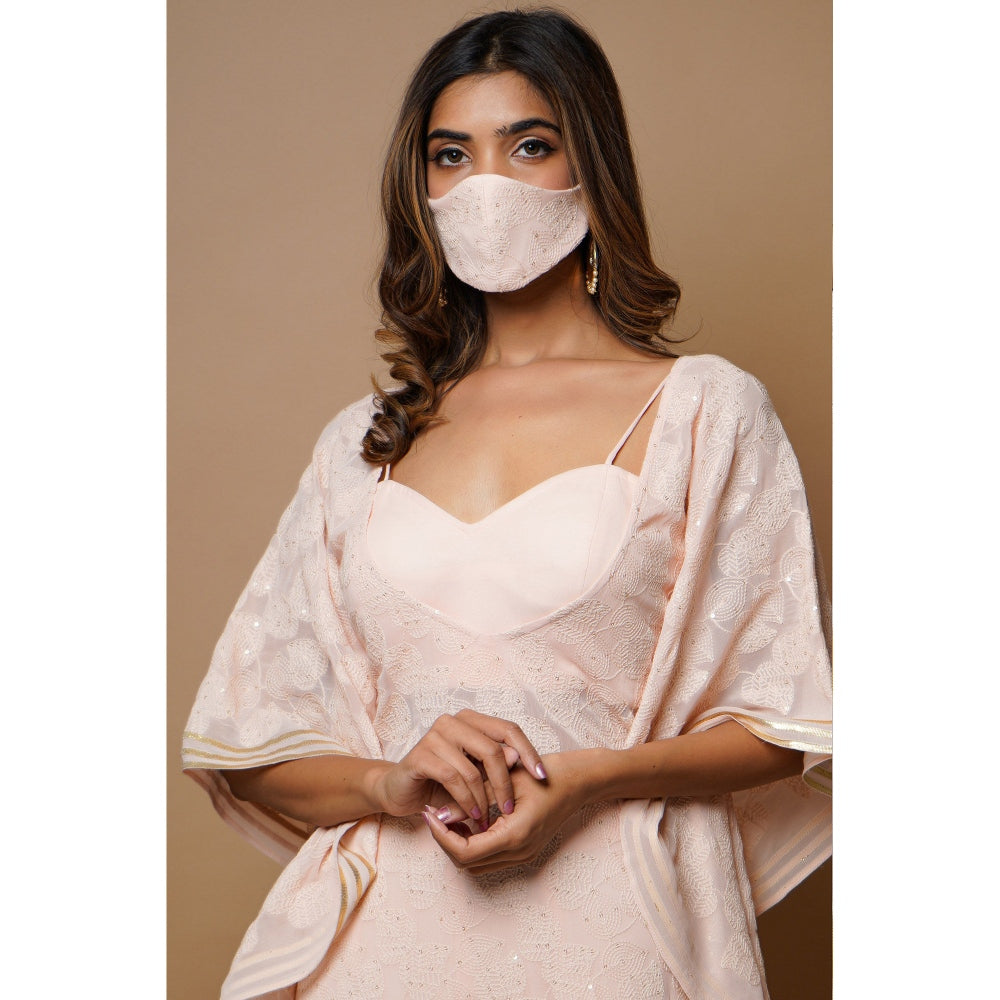 Ahi Clothing Peach Chikankari Kaftan (Set of 3)