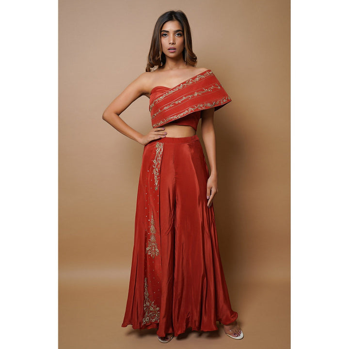 Ahi Clothing Brick Red Indo Western (Set of 2)