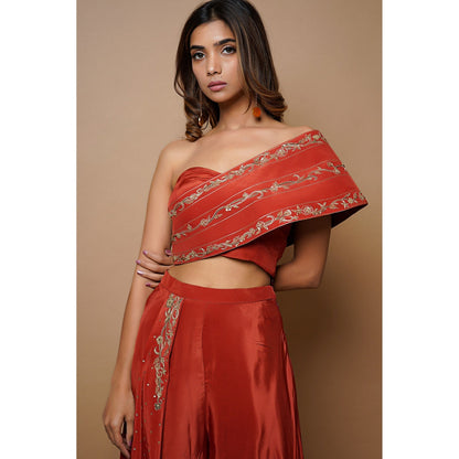 Ahi Clothing Brick Red Indo Western (Set of 2)