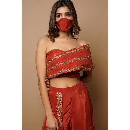 Ahi Clothing Brick Red Indo Western (Set of 2)