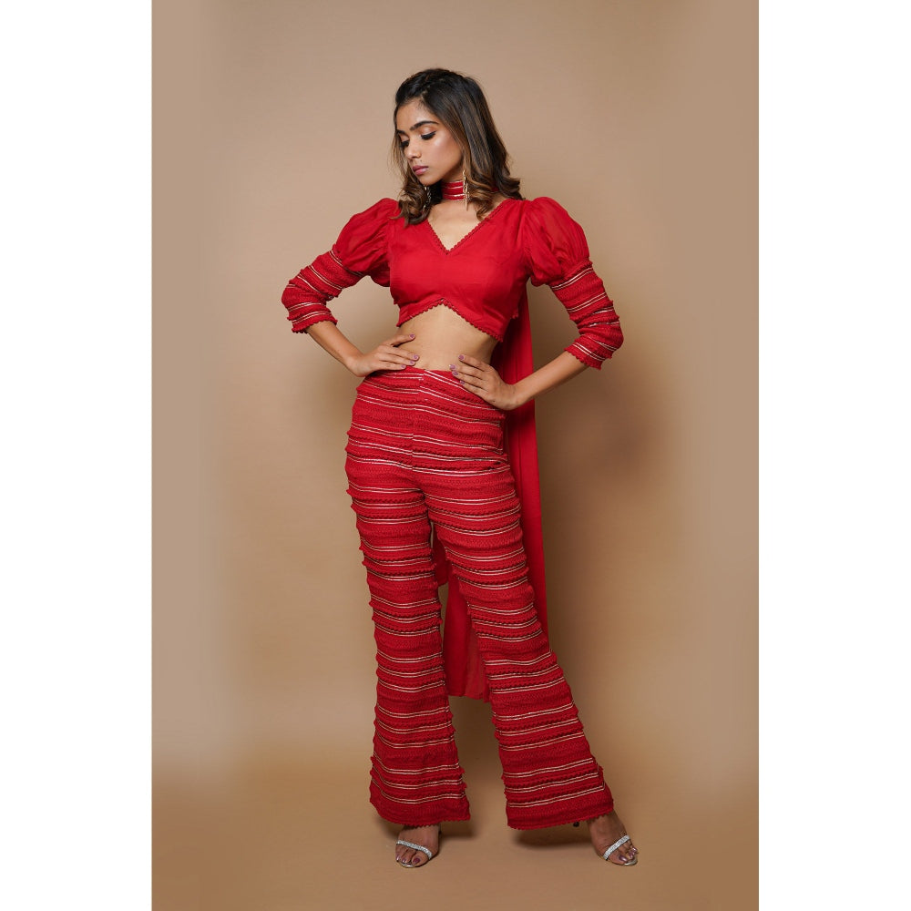 Ahi Clothing Hot Red Indo Western (Set of 3)