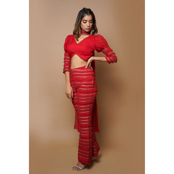 Ahi Clothing Hot Red Indo Western (Set of 3)