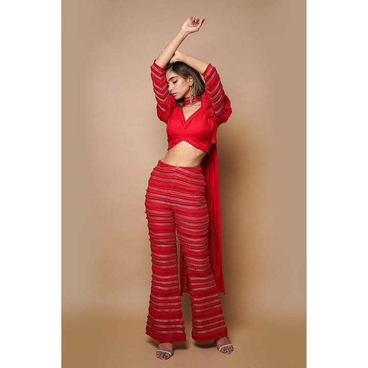 Ahi Clothing Hot Red Indo Western (Set of 3)