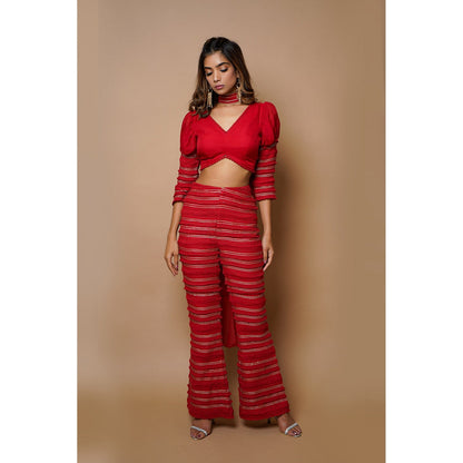 Ahi Clothing Hot Red Indo Western (Set of 3)