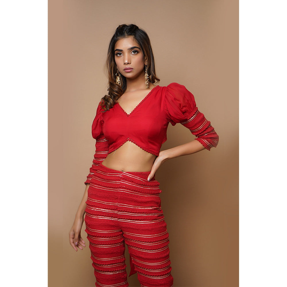 Ahi Clothing Hot Red Indo Western (Set of 3)