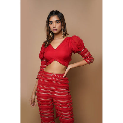 Ahi Clothing Hot Red Indo Western (Set of 3)