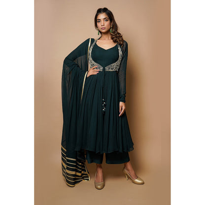 Ahi Clothing Bottle Green Anarkali Suit (Set of 4)