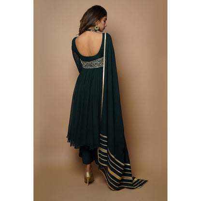 Ahi Clothing Bottle Green Anarkali Suit (Set of 4)