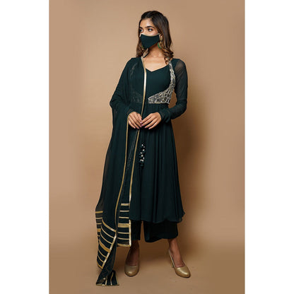 Ahi Clothing Bottle Green Anarkali Suit (Set of 4)