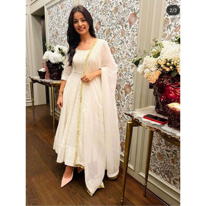 Ahi Clothing White Anarkali (Set of 3)