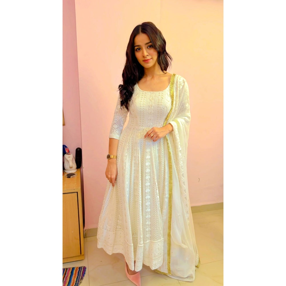 Ahi Clothing White Anarkali (Set of 3)