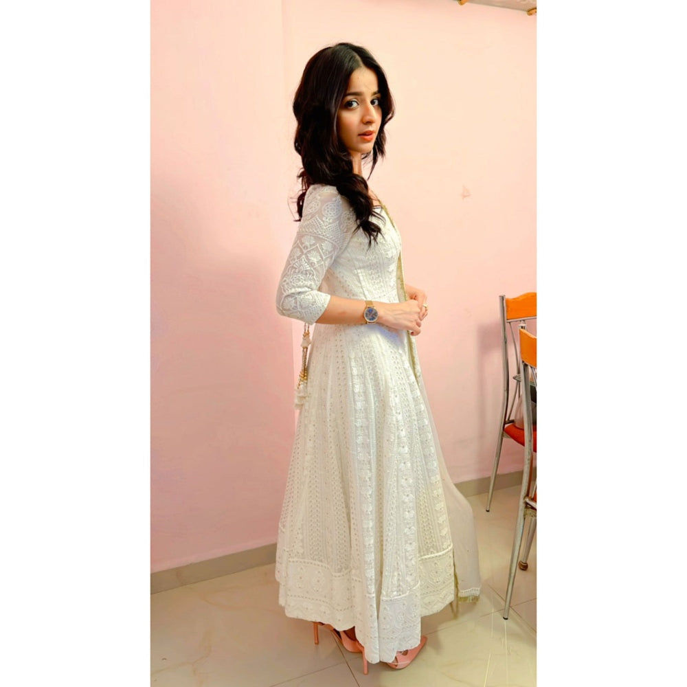 Ahi Clothing White Anarkali (Set of 3)
