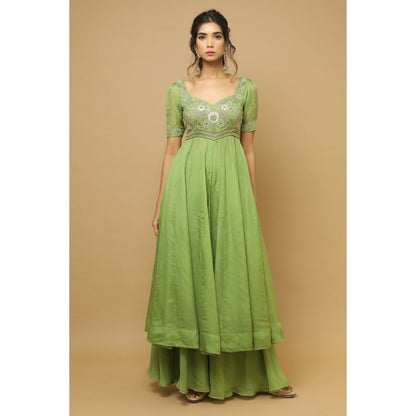 Ahi Clothing Parrot Green Kali Kurta (Set of 2)