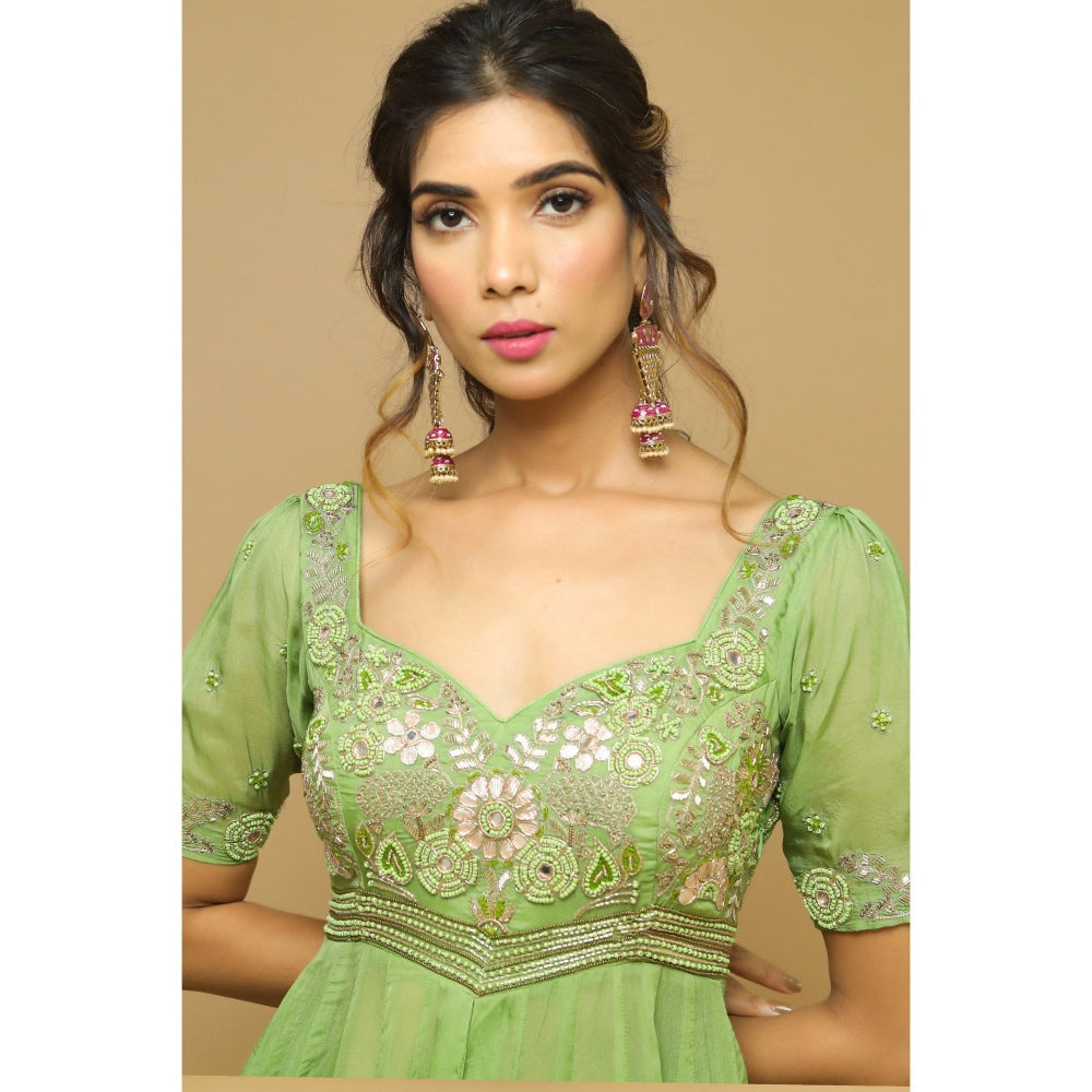 Ahi Clothing Parrot Green Kali Kurta (Set of 2)