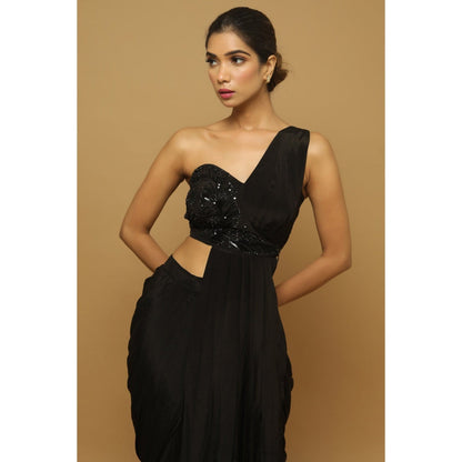 Ahi Clothing Black Two Piece Indo Saree (Set of 2)