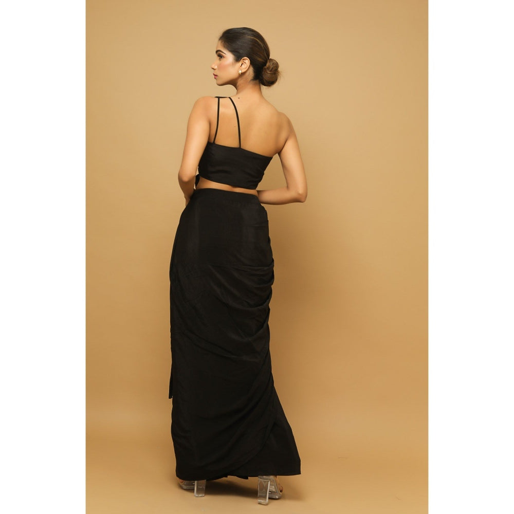 Ahi Clothing Black Two Piece Indo Saree (Set of 2)