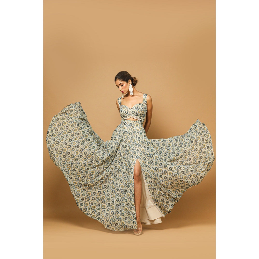 Ahi Clothing Digital Printed Evening Gown