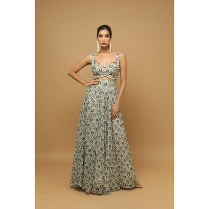 Ahi Clothing Digital Printed Evening Gown