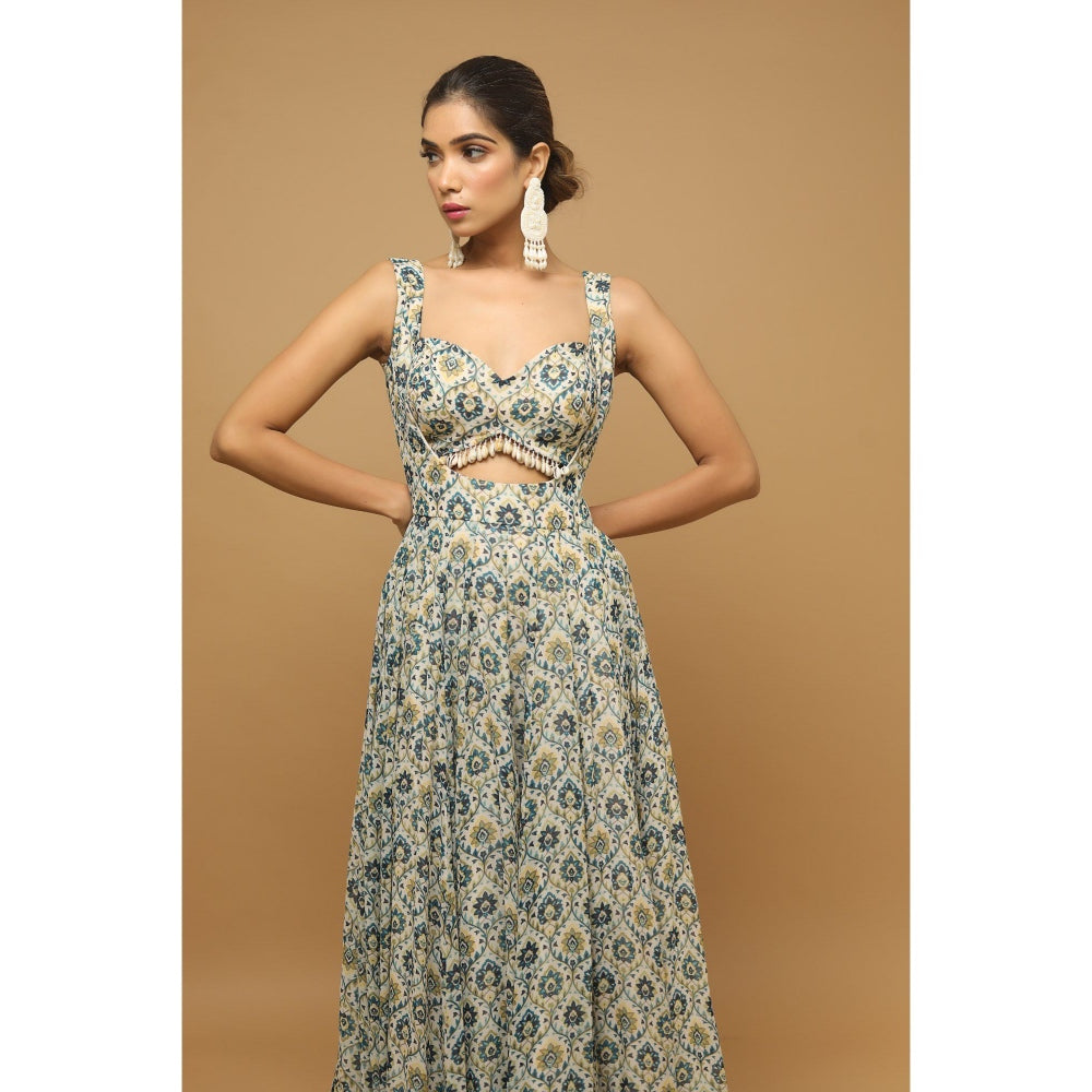 Ahi Clothing Digital Printed Evening Gown