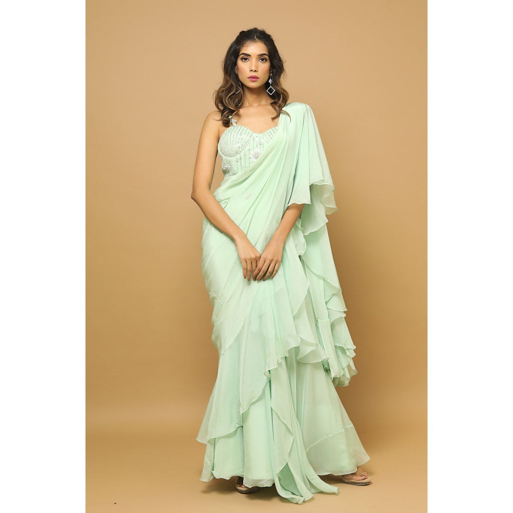 Ahi Clothing Ruffle Saree (Set of 2)