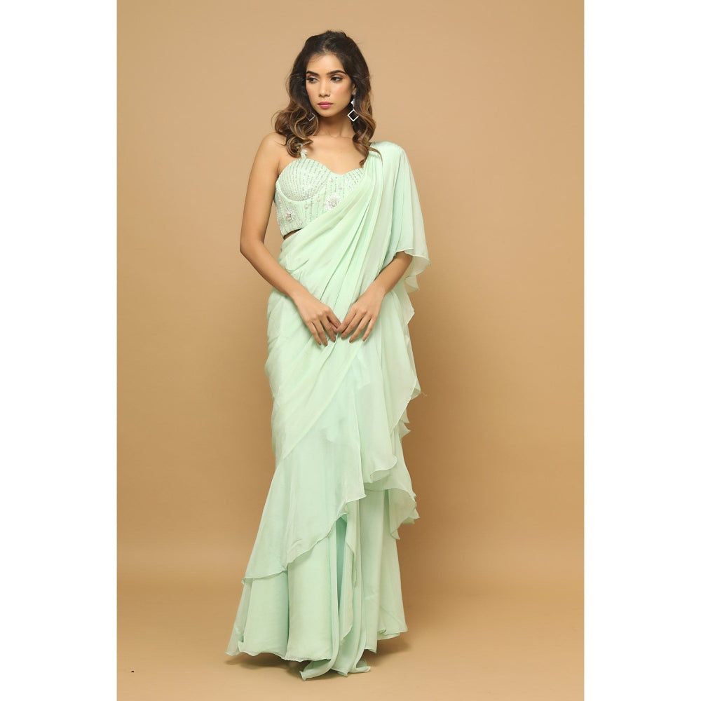 Ahi Clothing Ruffle Saree (Set of 2)