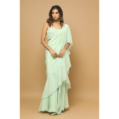 Ahi Clothing Ruffle Saree (Set of 2)
