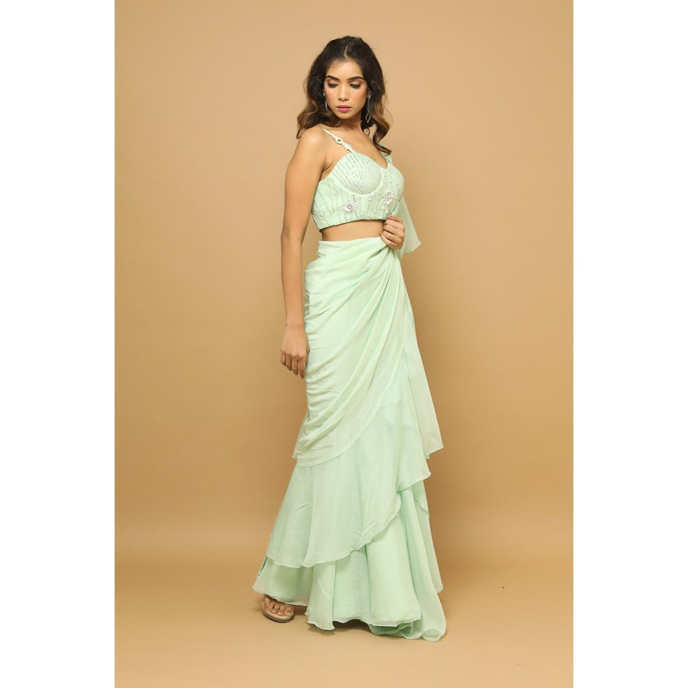 Ahi Clothing Ruffle Saree (Set of 2)