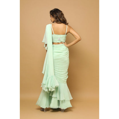 Ahi Clothing Ruffle Saree (Set of 2)