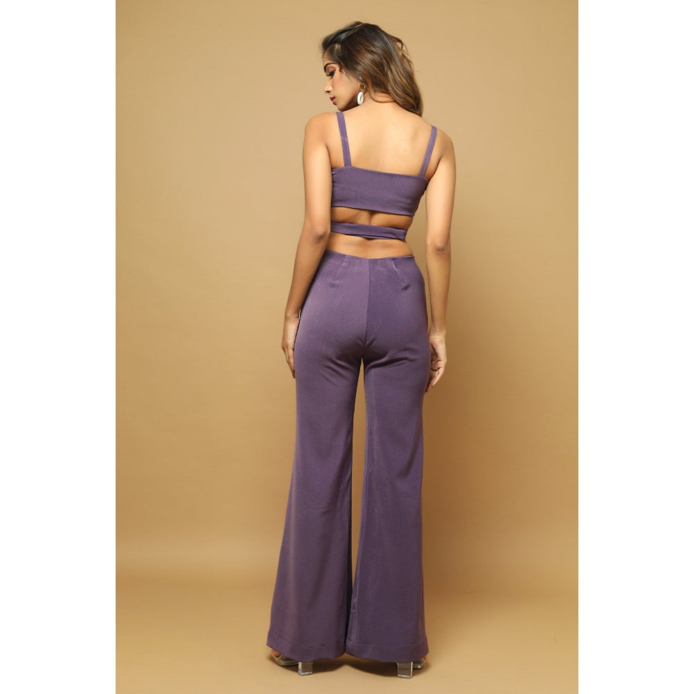 Ahi Clothing Purple Indo Western with Handpainted Jacket (Set of 3)