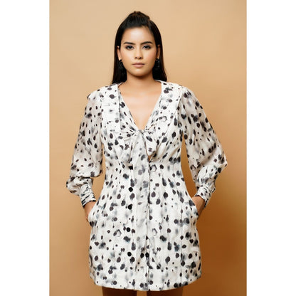 Ahi Clothing Digital Print Tie-Up Jacket Dress