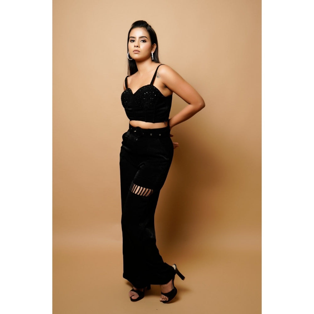 Ahi Clothing Black Velvet Corset Co-Ord (Set of 2)