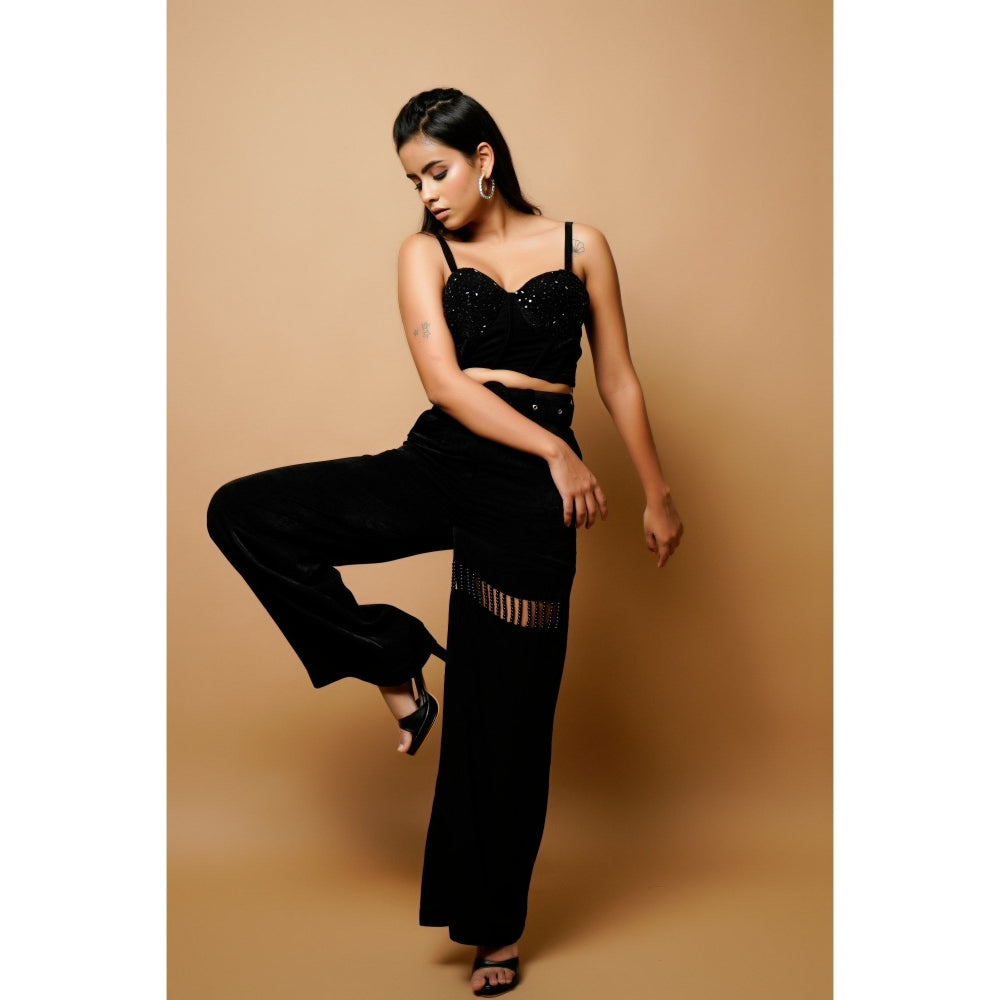 Ahi Clothing Black Velvet Corset Co-Ord (Set of 2)