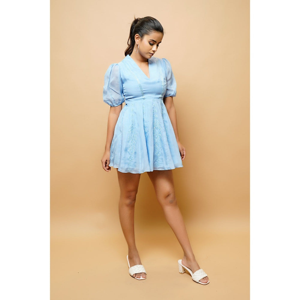 Ahi Clothing Iced Blue Kali Organza Mini