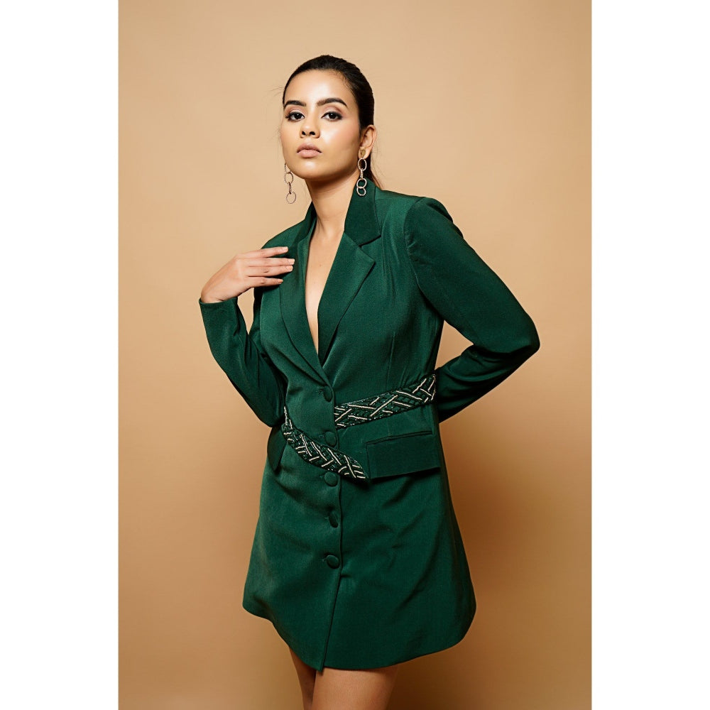 Ahi Clothing Forest Green Double Breasted Jacket Dress