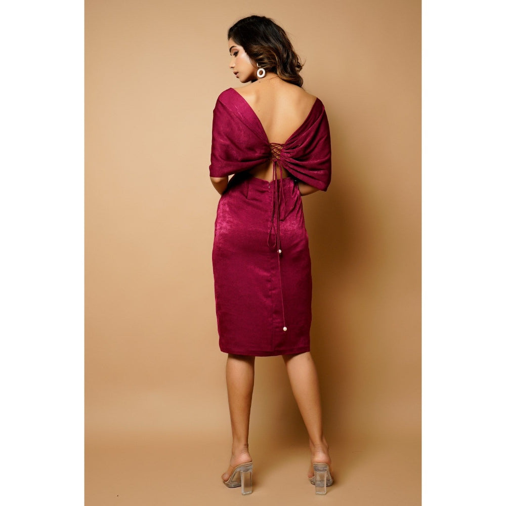 Ahi Clothing Magenta Velvet Wrap Neck Dress