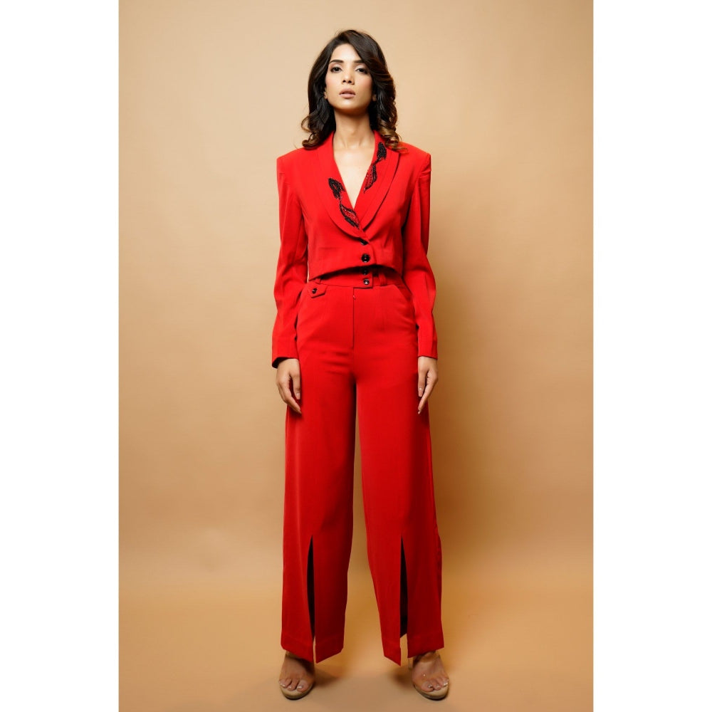 Ahi Clothing Hot Red Short Coat and Pant (Set of 2)