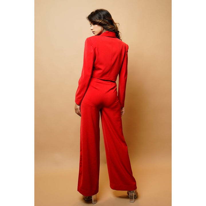 Ahi Clothing Hot Red Short Coat and Pant (Set of 2)