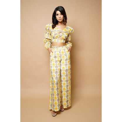 Ahi Clothing Yellow Block Printed Co-Ord (Set of 2)