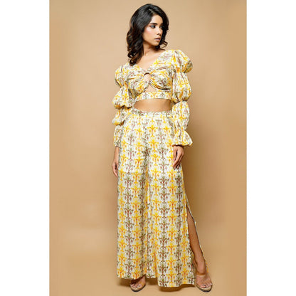 Ahi Clothing Yellow Block Printed Co-Ord (Set of 2)