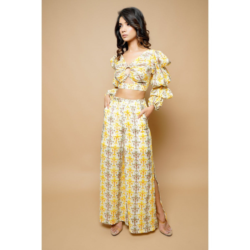 Ahi Clothing Yellow Block Printed Co-Ord (Set of 2)