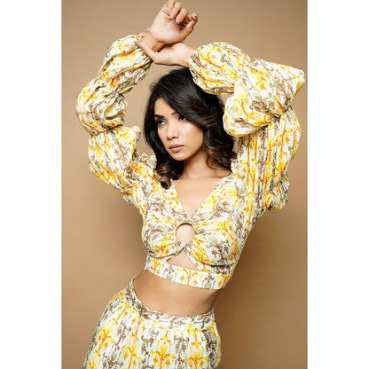 Ahi Clothing Yellow Block Printed Co-Ord (Set of 2)