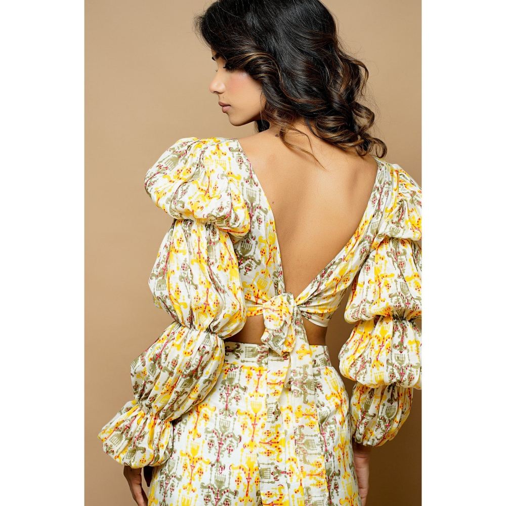 Ahi Clothing Yellow Block Printed Co-Ord (Set of 2)